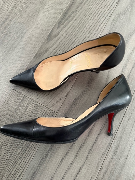 Christian Louboutin Shoes - Christian Louboutin Iriza Black Pointed-Toe Leather Heels
